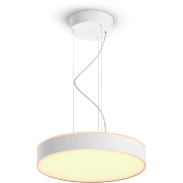 Philips Hue Enrave pendellampe i hvitt, sirkelformet med opp- og nedlys