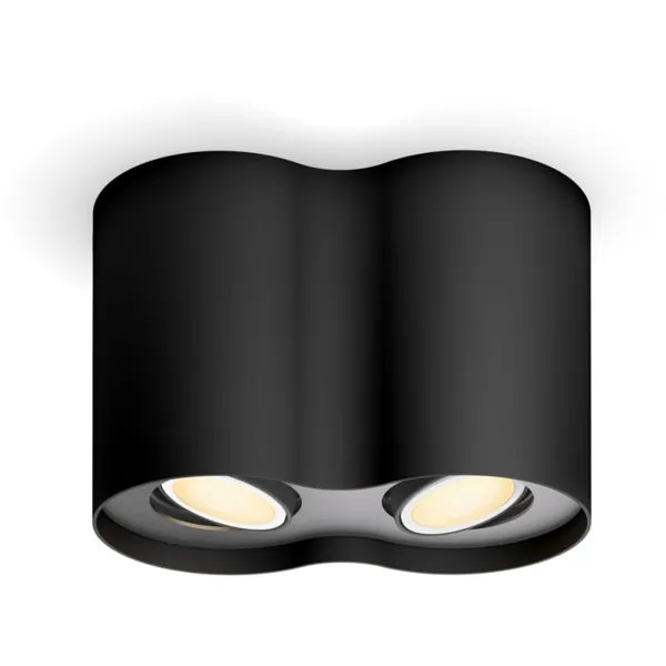 Philips Hue Pillar spotlight med to spots, sort