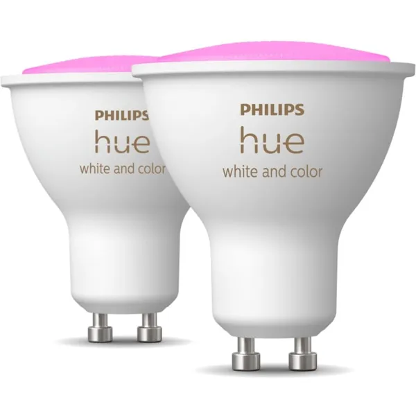 Philips Hue White and Color Ambiance GU10 spotpære to i pakken