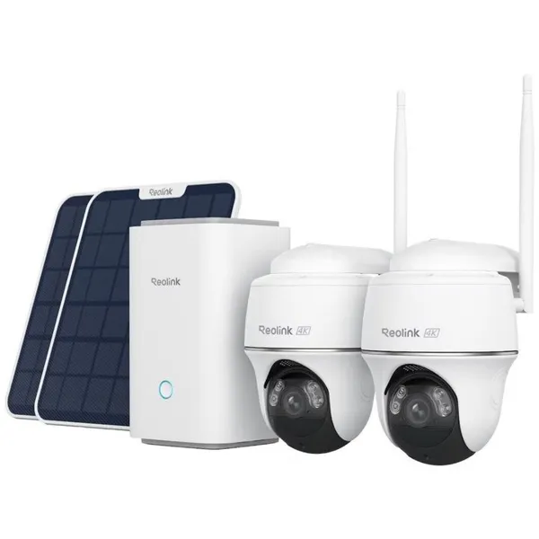 Reolink Home Hub med to Argus PT Ultra og solcellepaneler